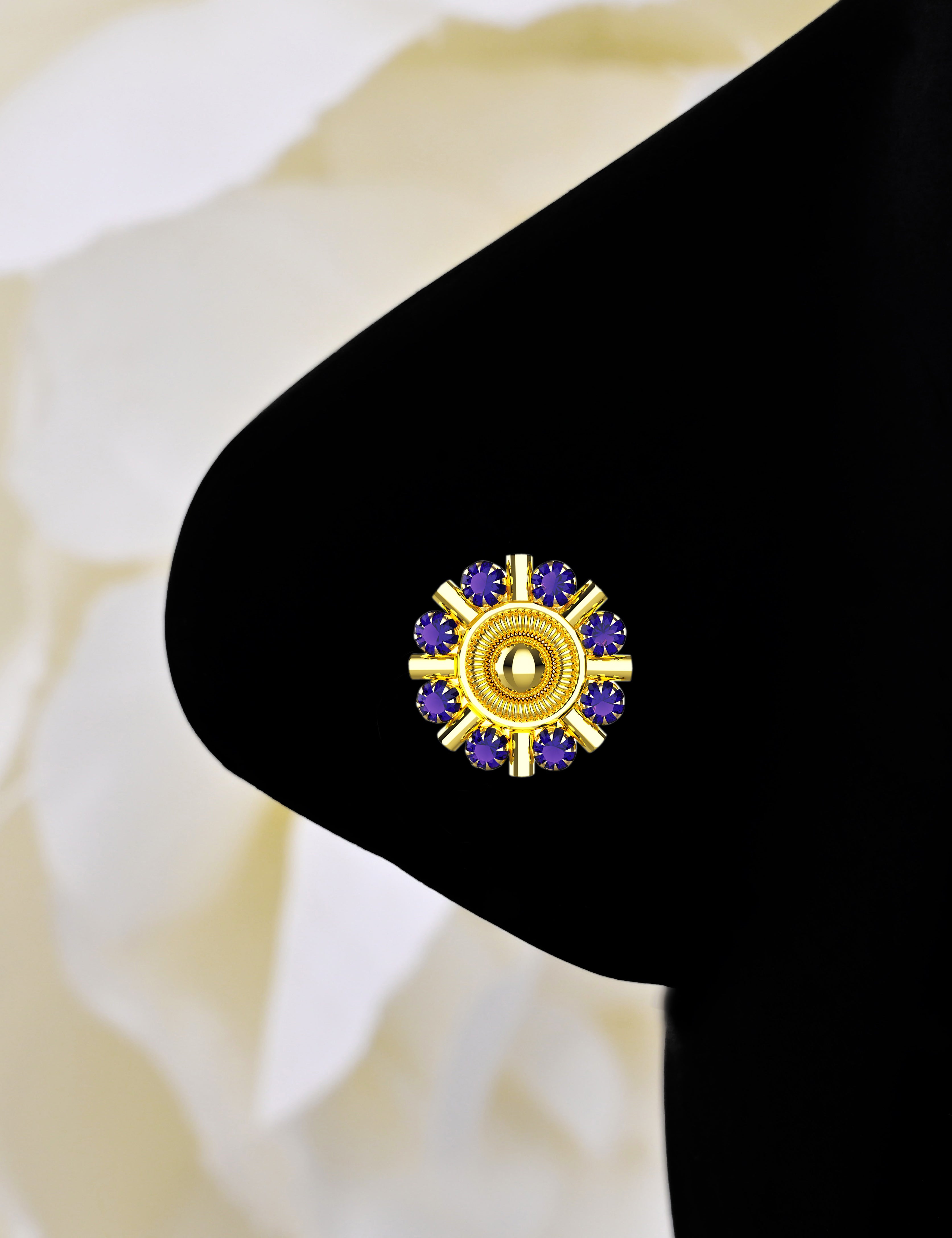 Blue Stone Silver Nose Pins | Daily Wear Jewelry for Girls