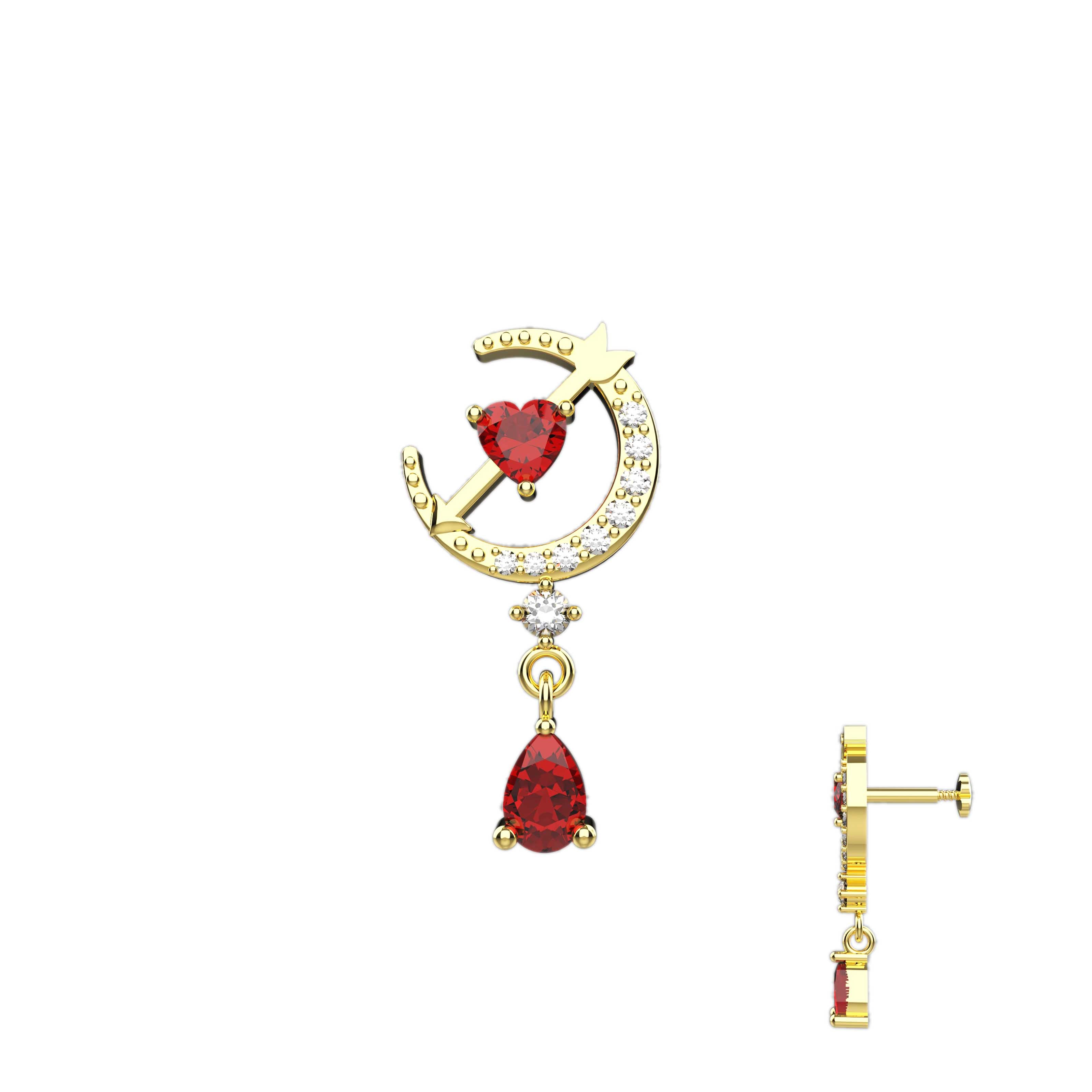 Crescent Moon Hanging Drop Nose Ring | Dangle Nose Pin Studs