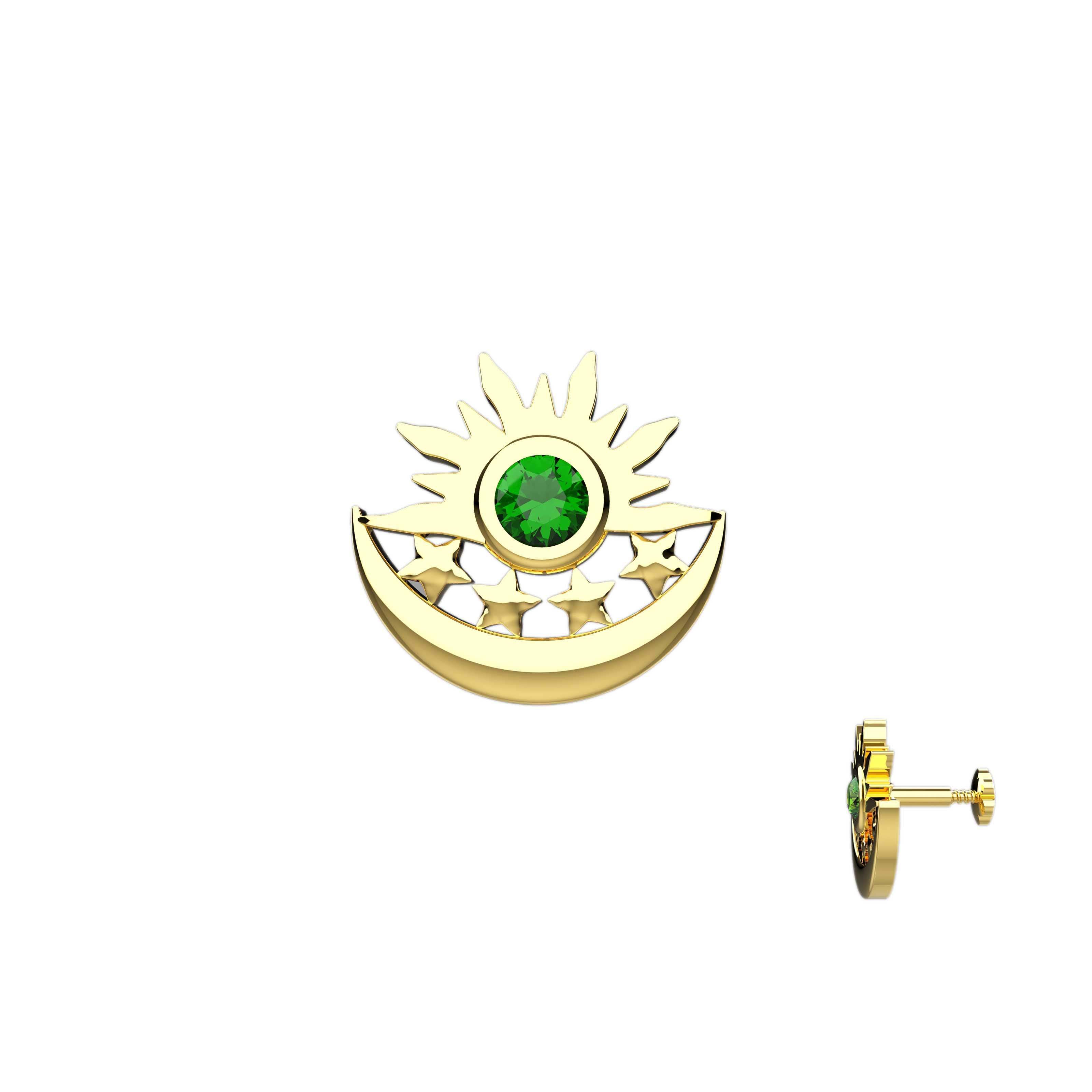 Star & moon nose studs