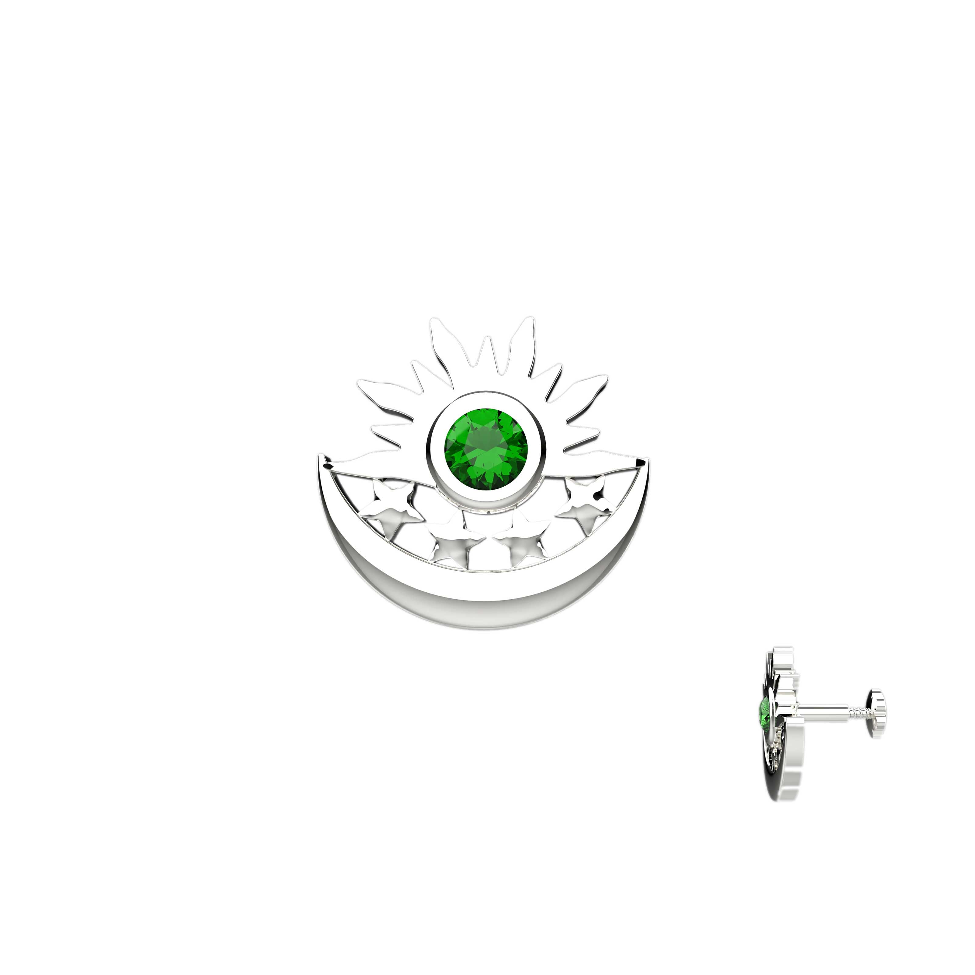 green color stone nose pin