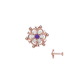 Sterling Silver Nose Pin with Diamond