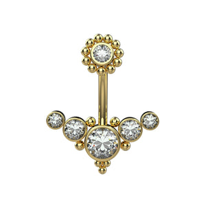 Bali beaded gold belly button ring for women’s navel piercing