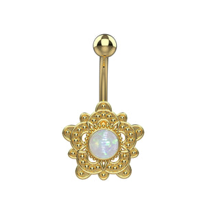 gold belly button rings - indian navel piercing opal belly jewellery