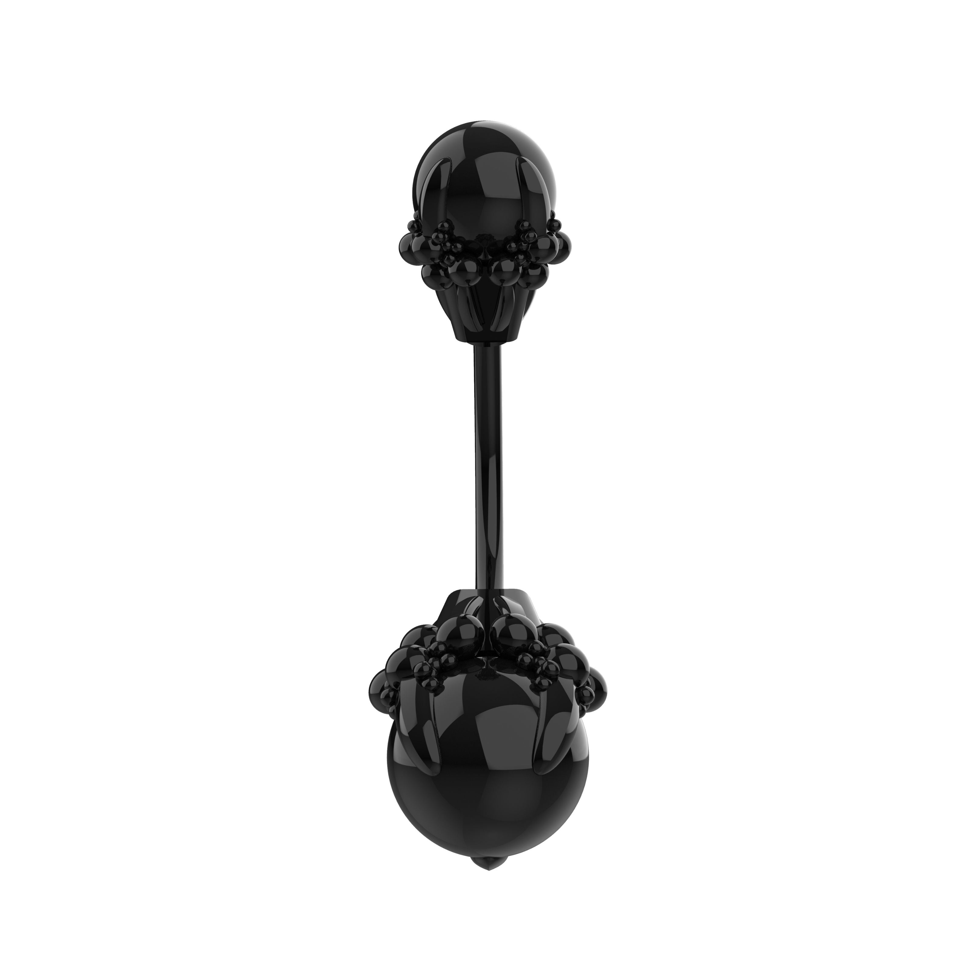 Black belly button ring with floral designs