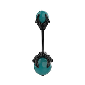 Teal belly button piercing