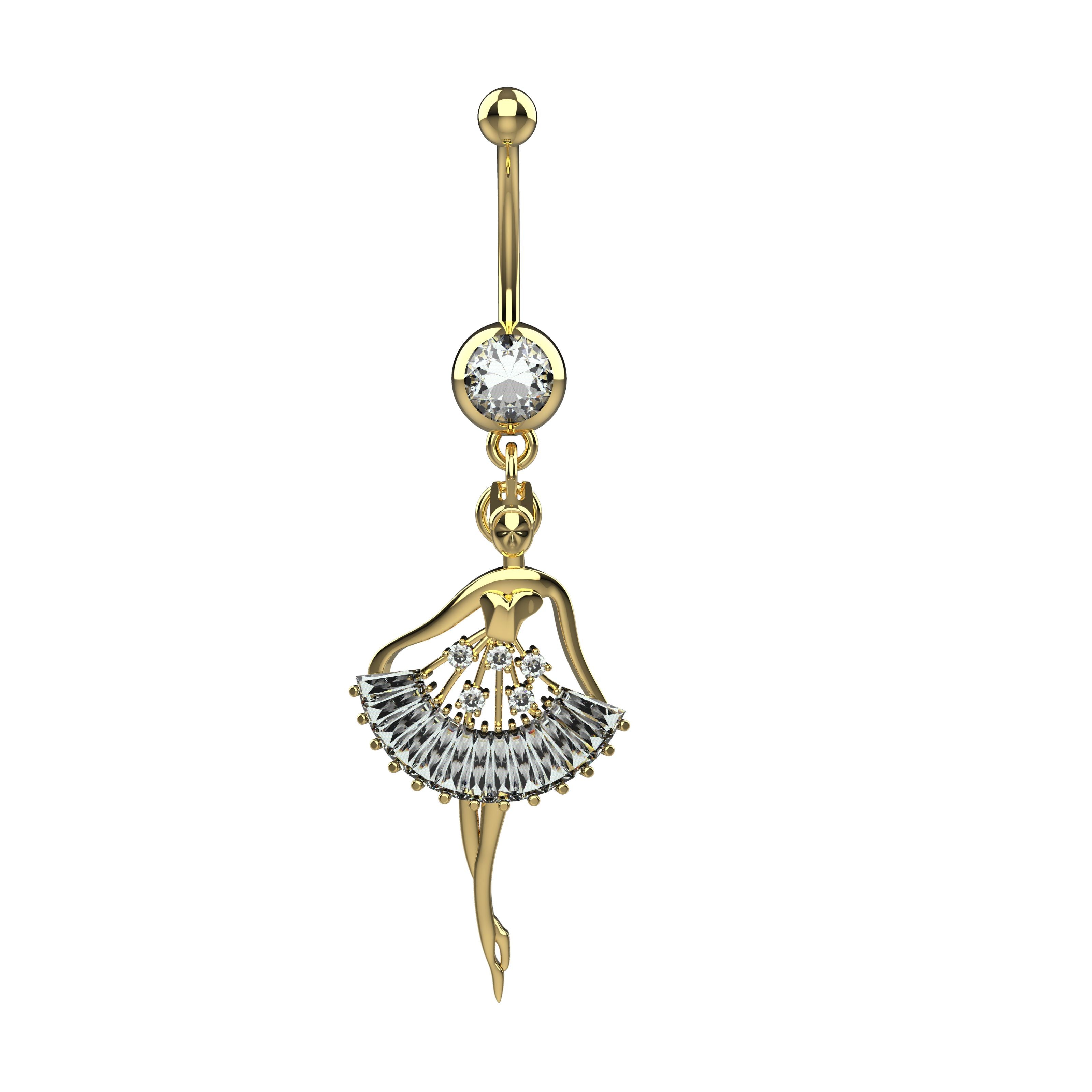 Ballet Navel Ring - Gold Navel Piercing Jewelry