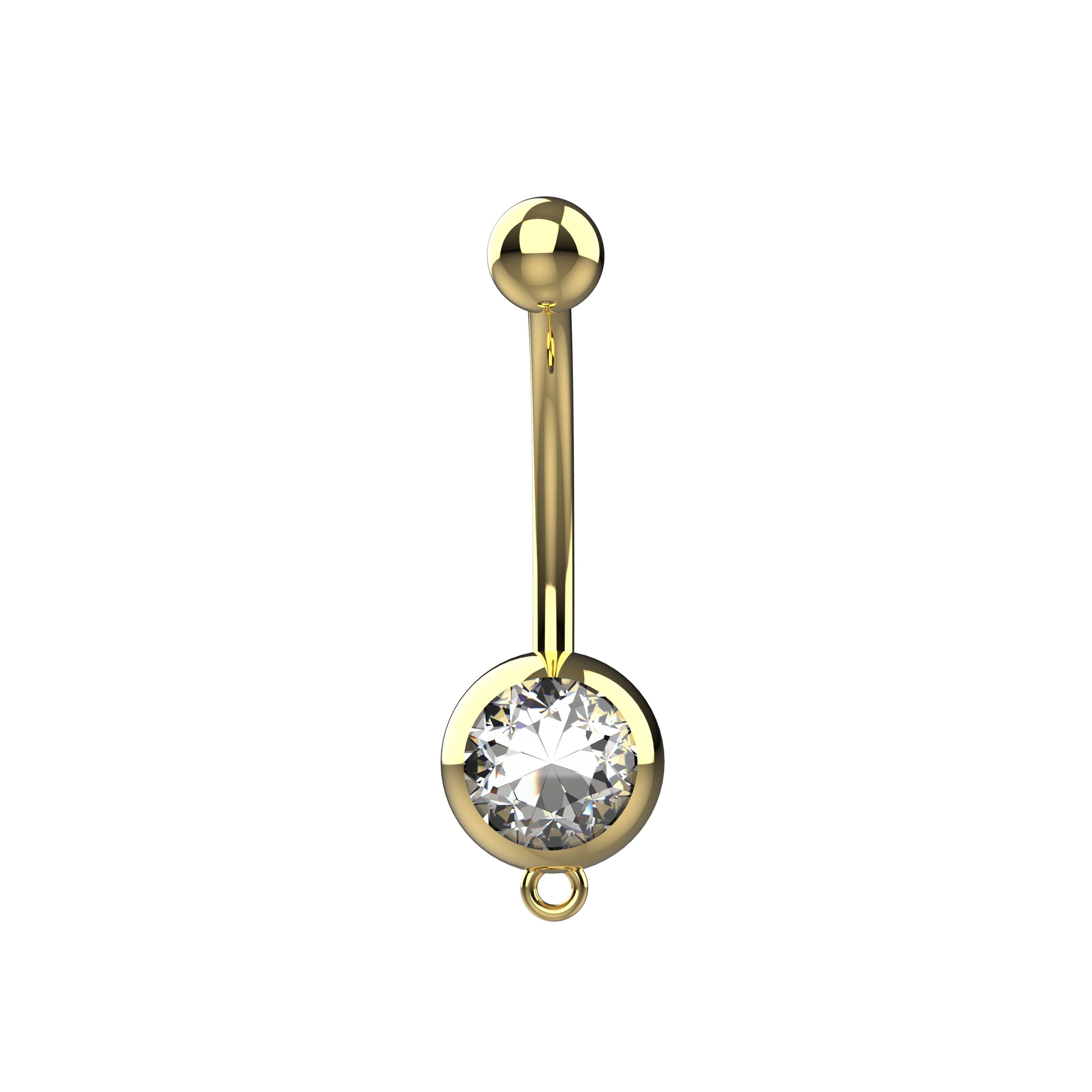 Gold belly ring with a clear gemstone