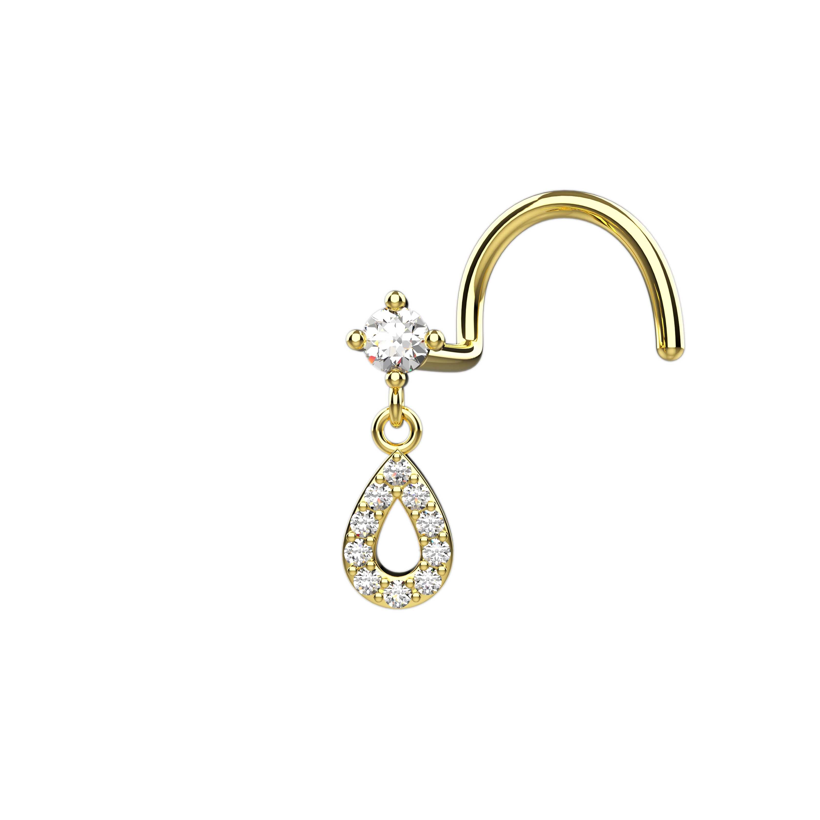 Cubic Zirconia Diamond Drop Nose Pin | Handmade Dangling Jewellery