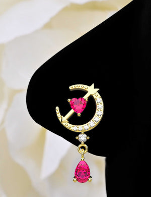 Heart-shaped nose pins India