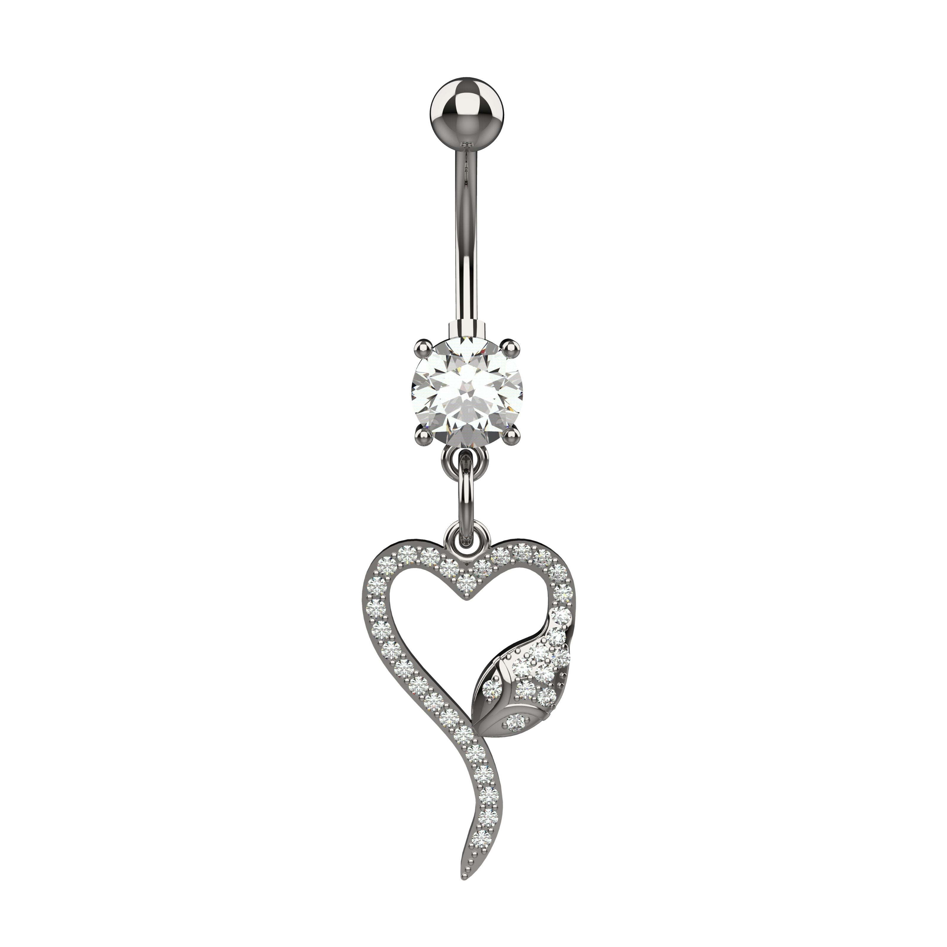 Dangling Snack Belly Ring – Stylish Belly Button Ring with Heart Design