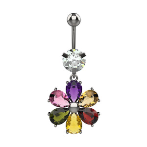 multicolor belly button ring - gold belly ring for women