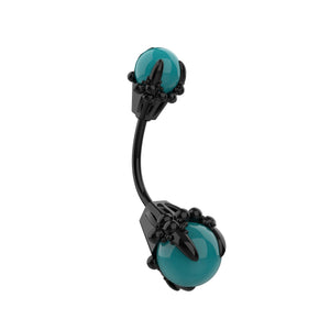 Black belly button ring with turquoise stone