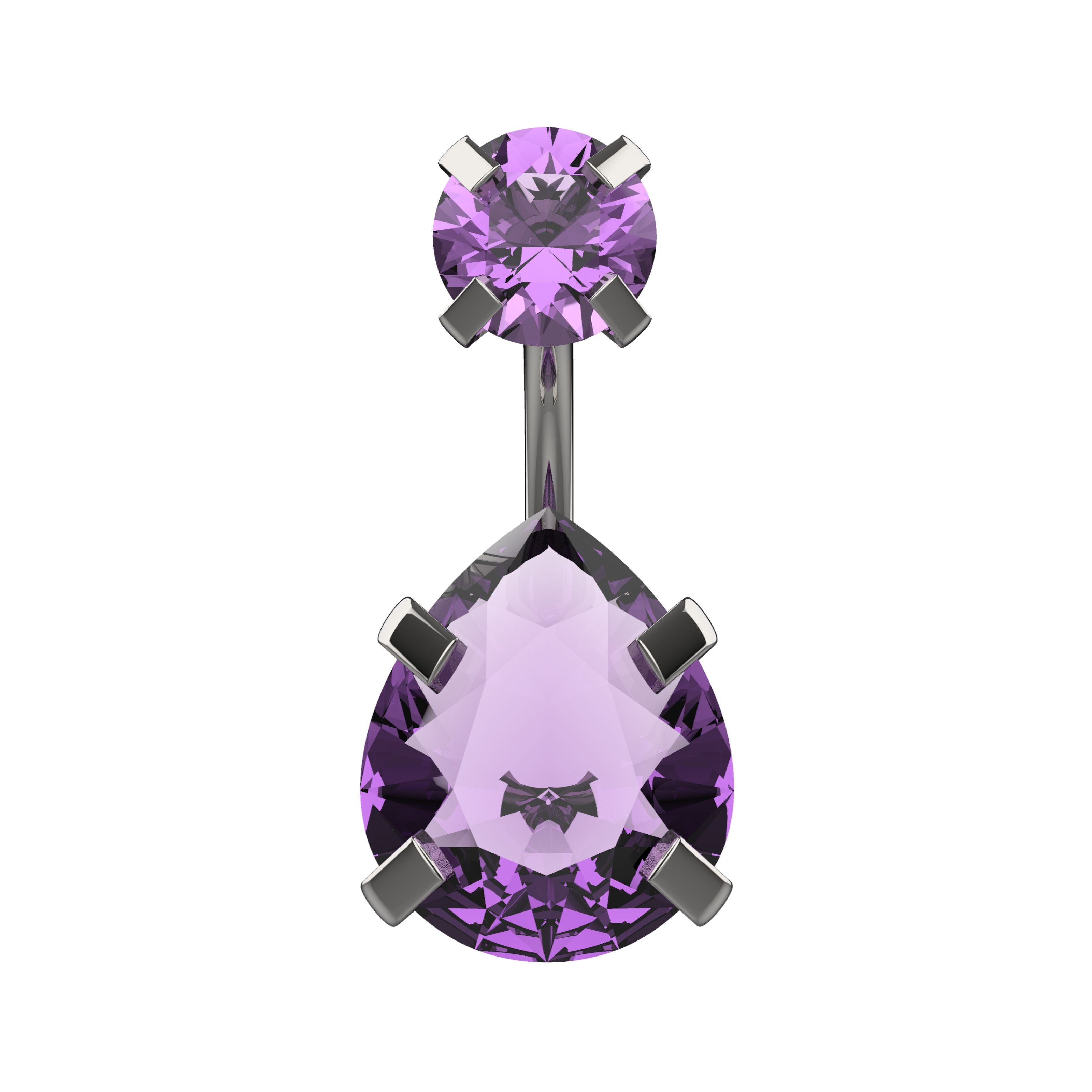 Stylish Belly Ring with Purple Stone - Belly Piercing Jewellery for Women