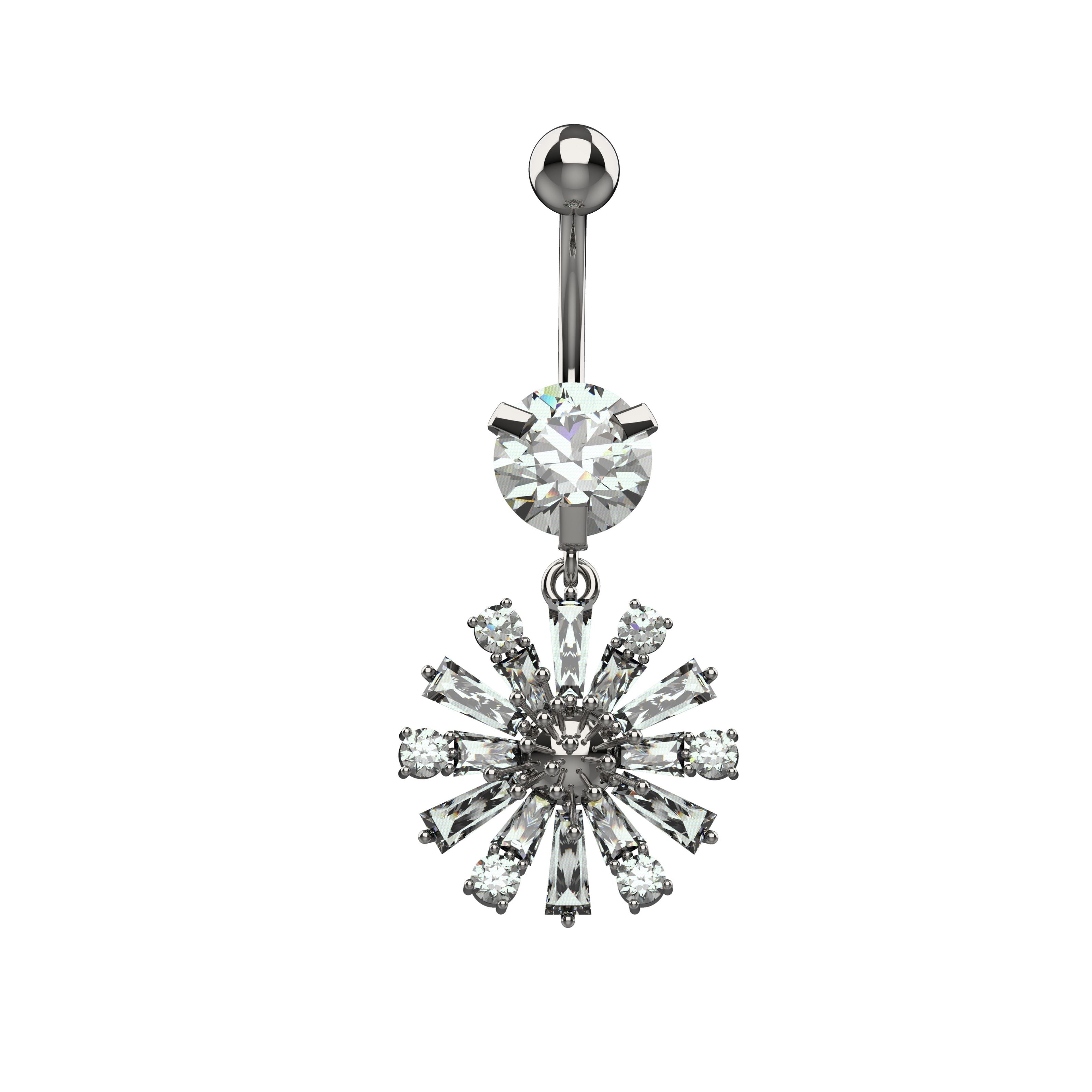 traditional belly ring silver - floral belly button ring for women