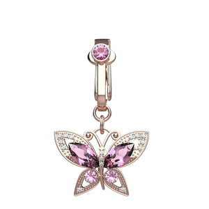 Rose gold stylish butterfly belly ring without piercing