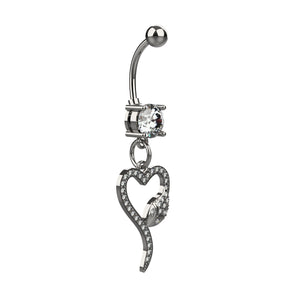 Fashion belly ring jewellery online India - Heart design belly piercing jewellery
