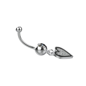heart shape belly piercing ring 14g - dangle heart belly ring jewellery