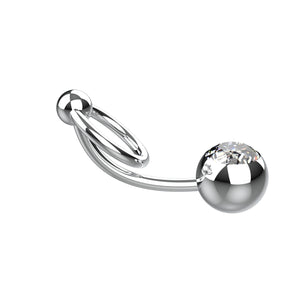 Silver navel ring with a clear gemstone