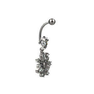 traditional silver navel ring - floral silver belly ring