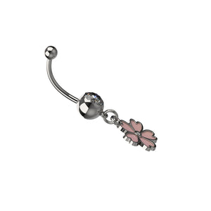 simple flower belly ring 14g - dangle flower belly piercing jewellery