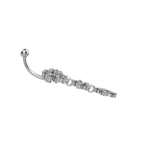 Silver belly button ring with a chain