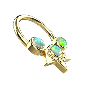 indian tribal nose jewellery - opal septum hoop