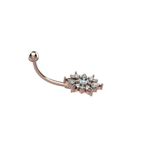 Rose gold belly ring with sunflower shaped