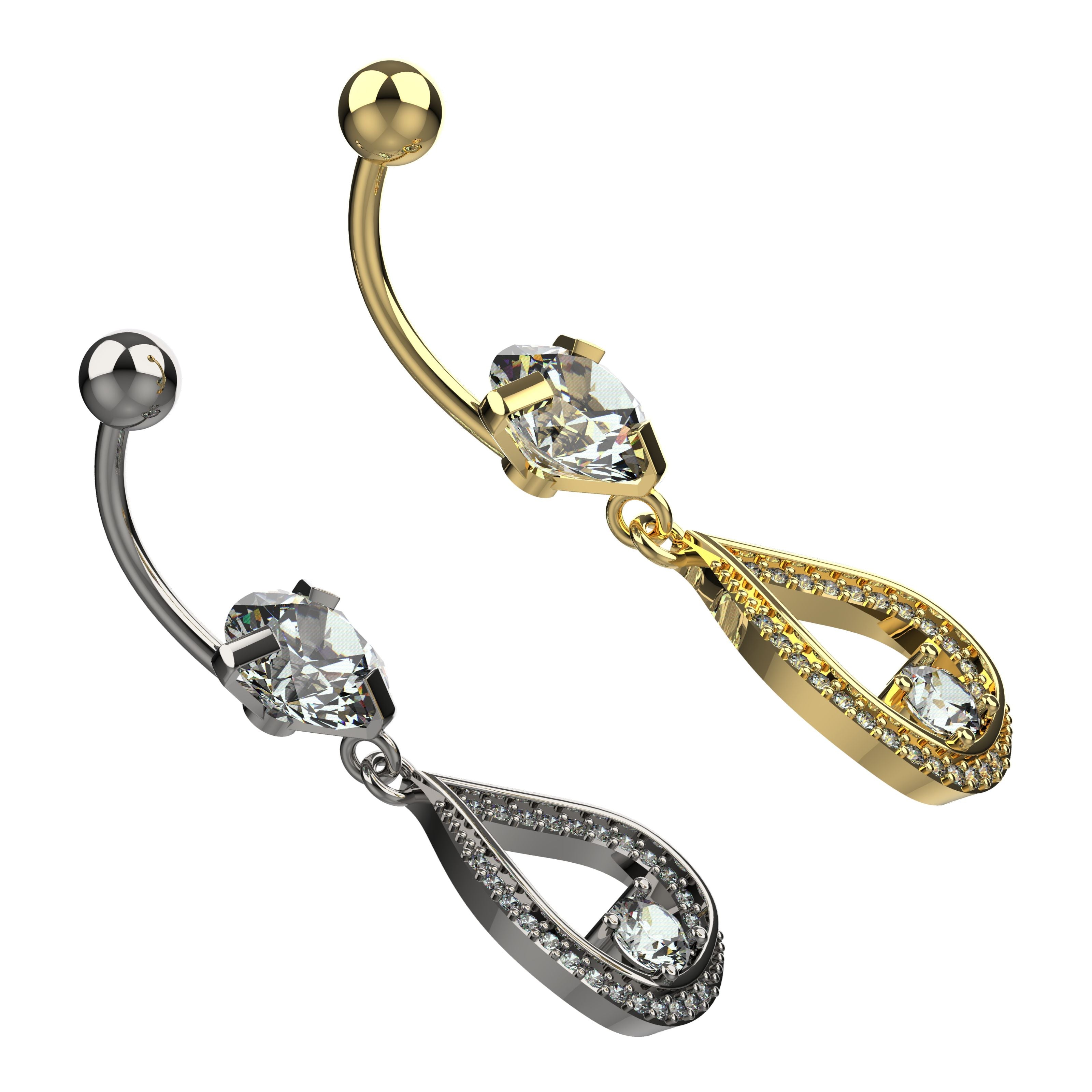Diamond Belly Button Ring – Navel Piercing Jewelry