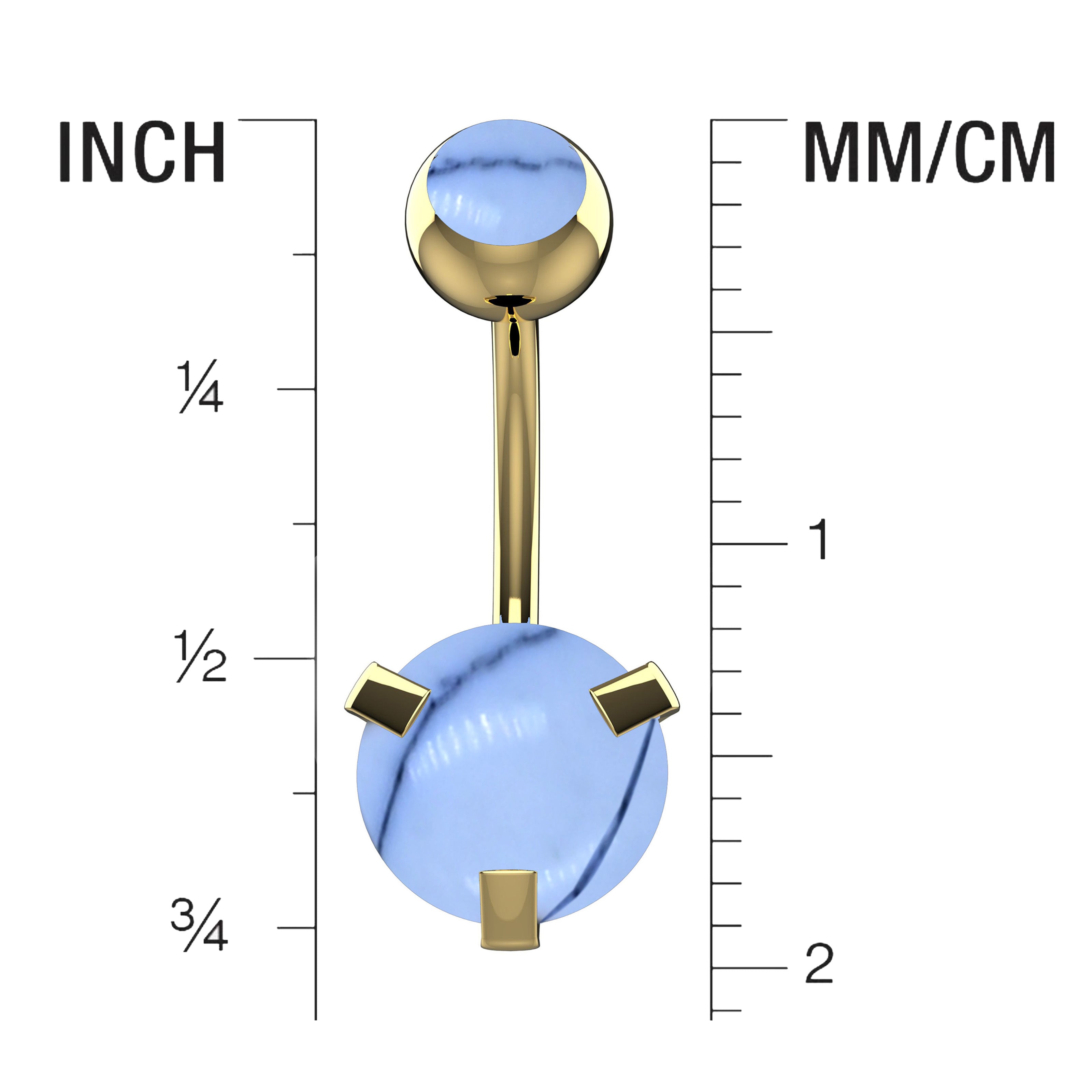 Silver Belly Button Ring Piercing - Size Guide