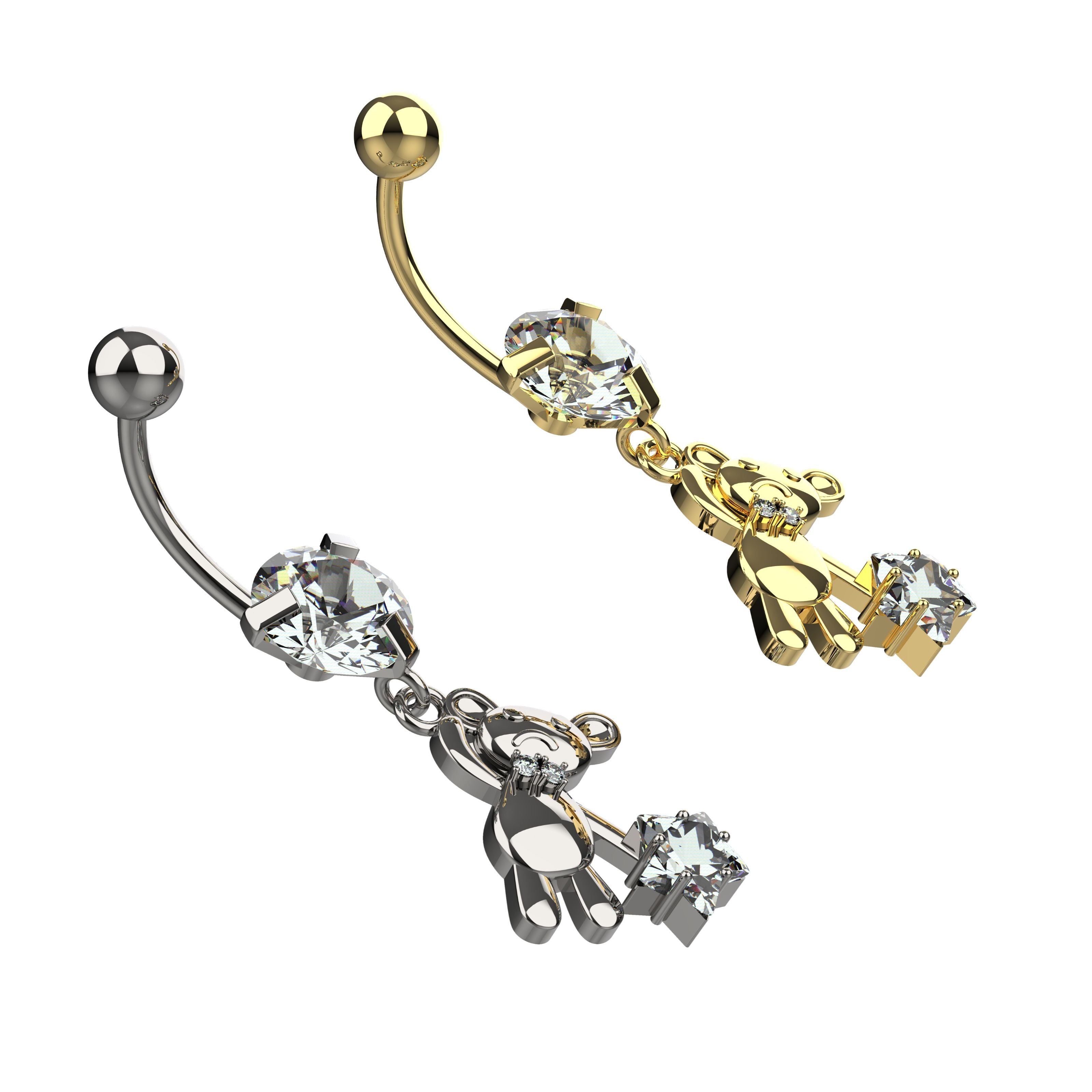 Gold and silver belly button rings