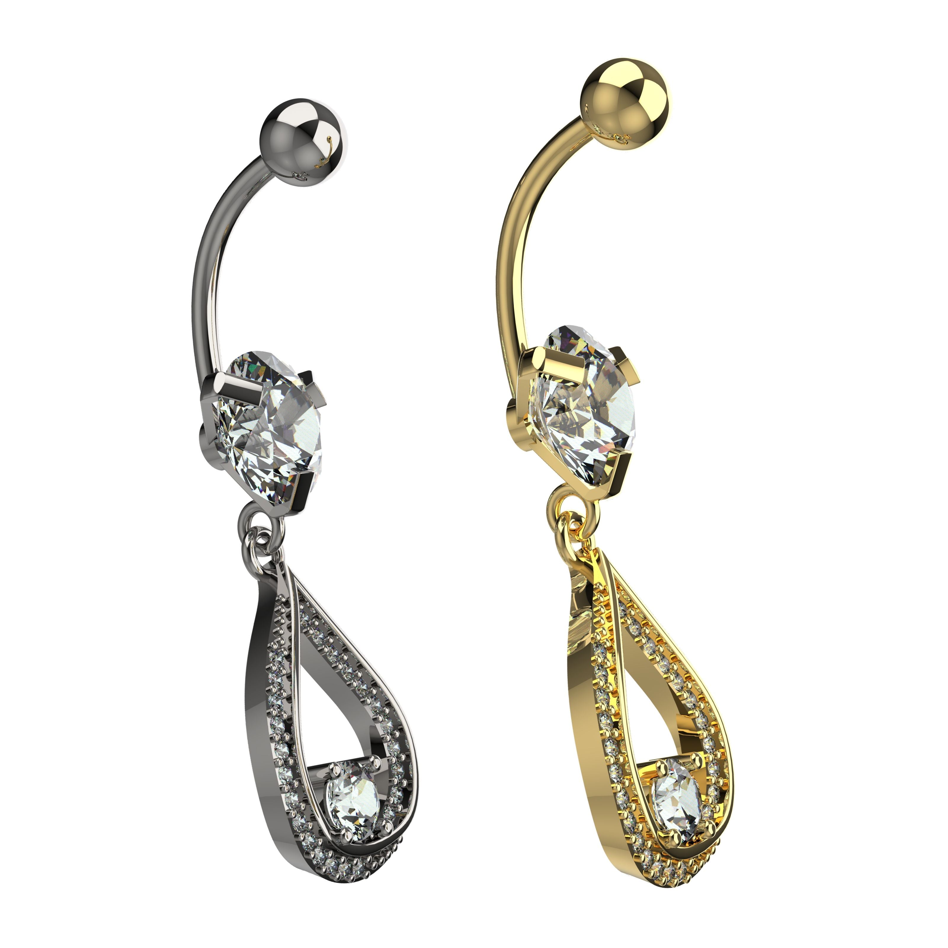 Diamond Belly Button Ring – Navel Piercing Jewelry