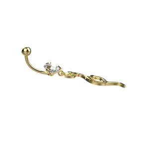 14g belly piercing ring snake design