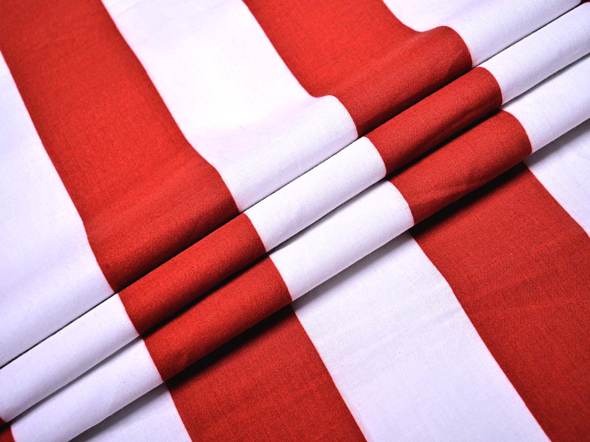 Maroon striped cotton fabric India