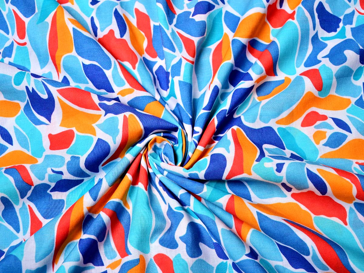 Blue digital print cotton fabric