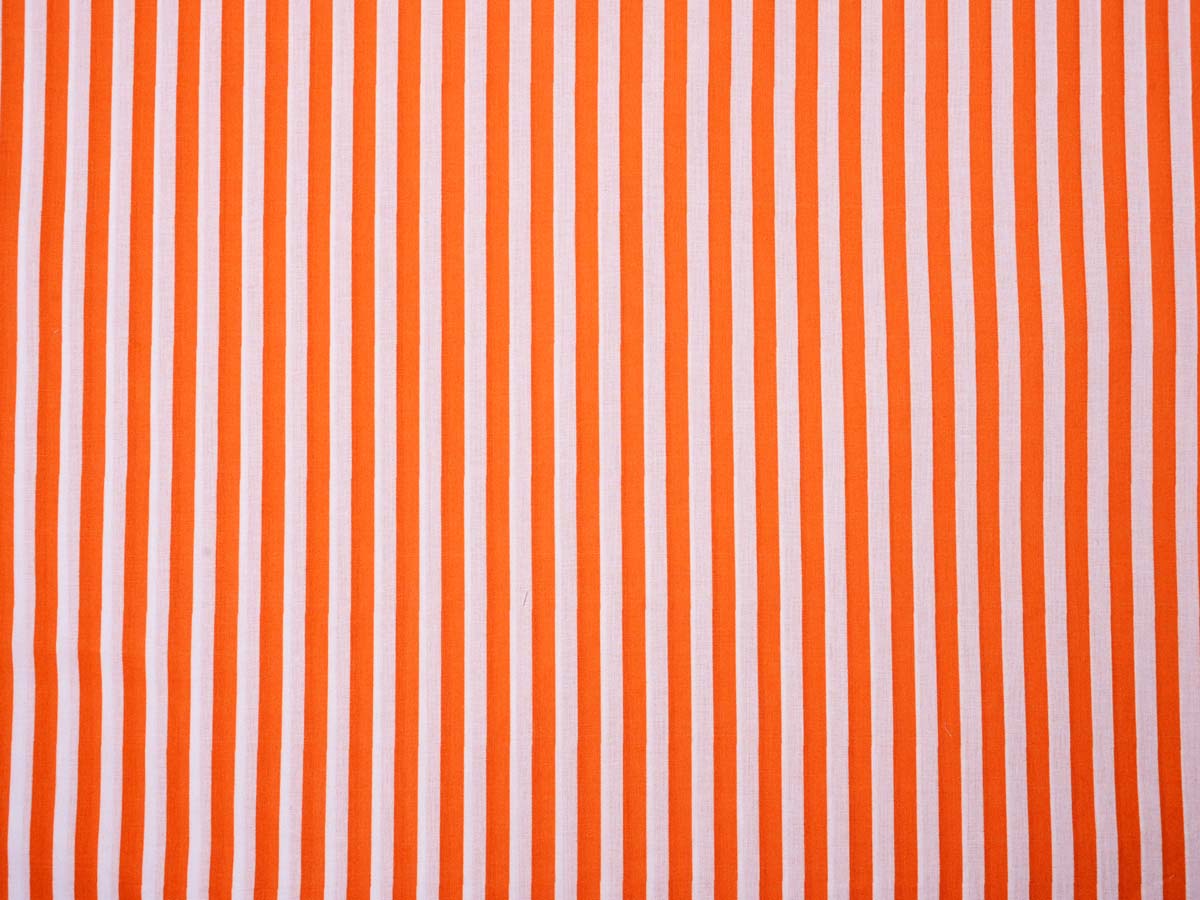 100% Pure Cotton - Orange Fabric with Stripe Designs