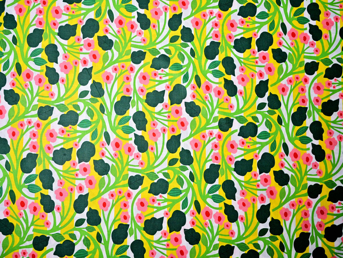 Yellow striped cotton fabric India