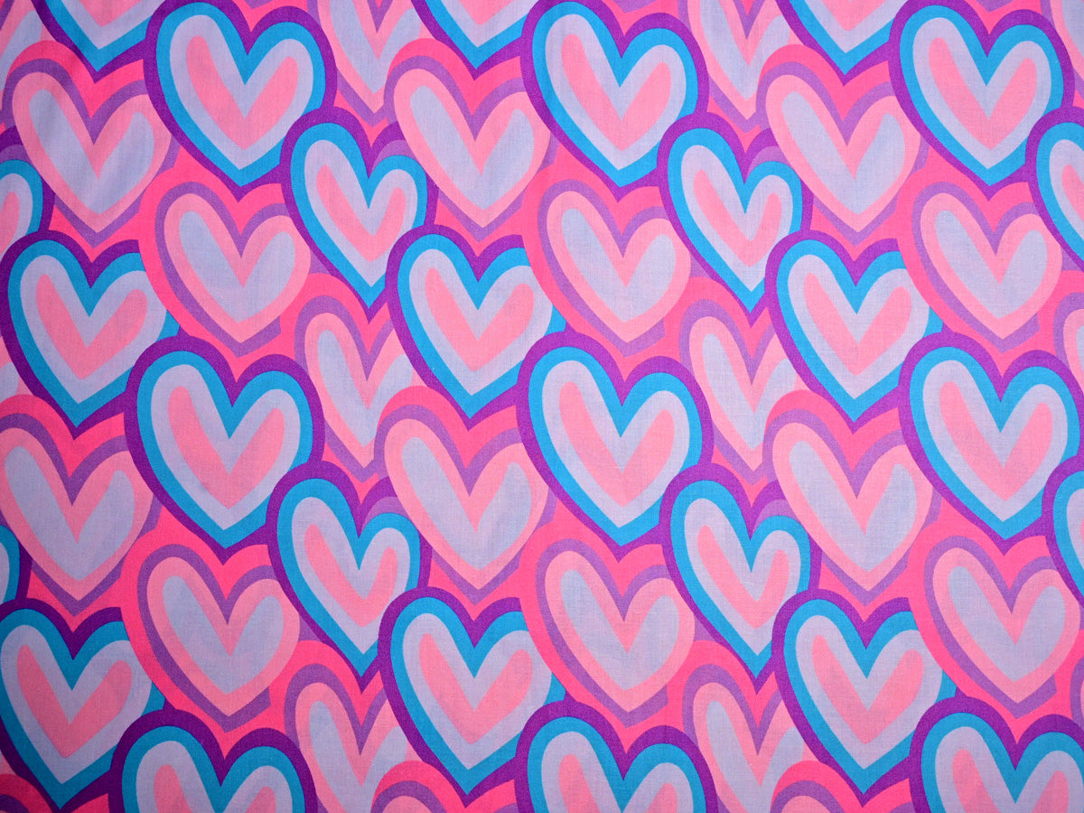 Printed hearts cotton fabric