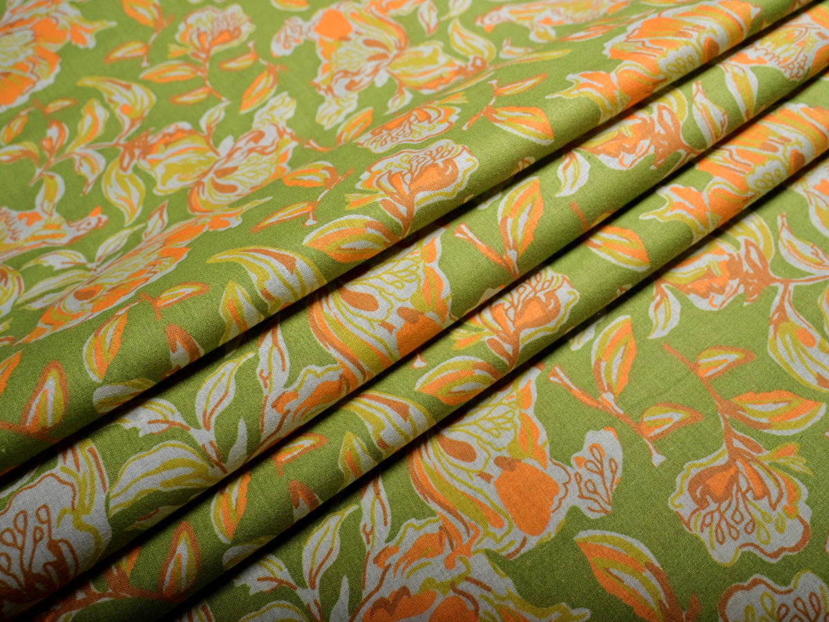 Soft Green Cotton Fabric Per Meter for Garments & Décor