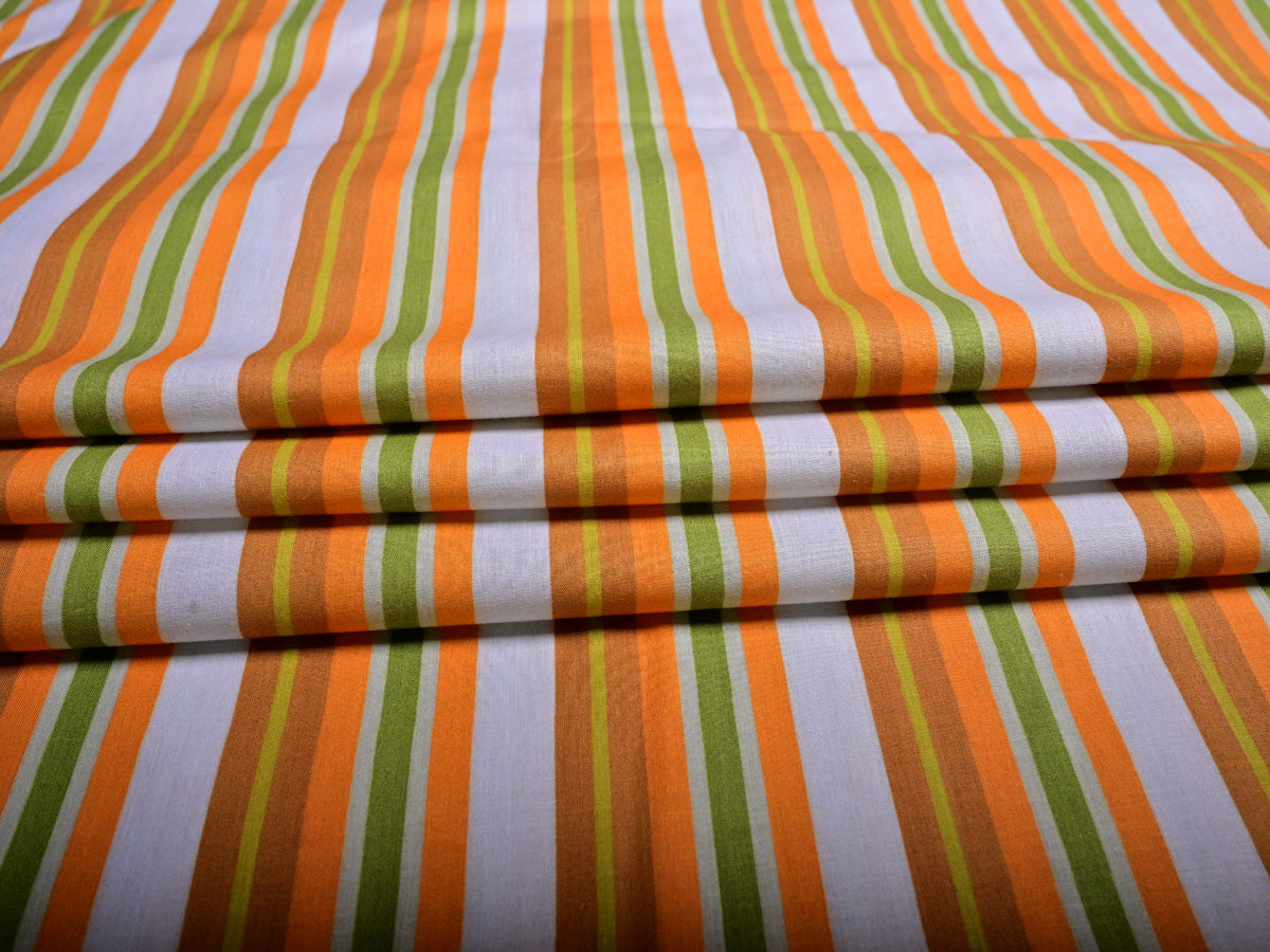 Printed striped cotton fabric
