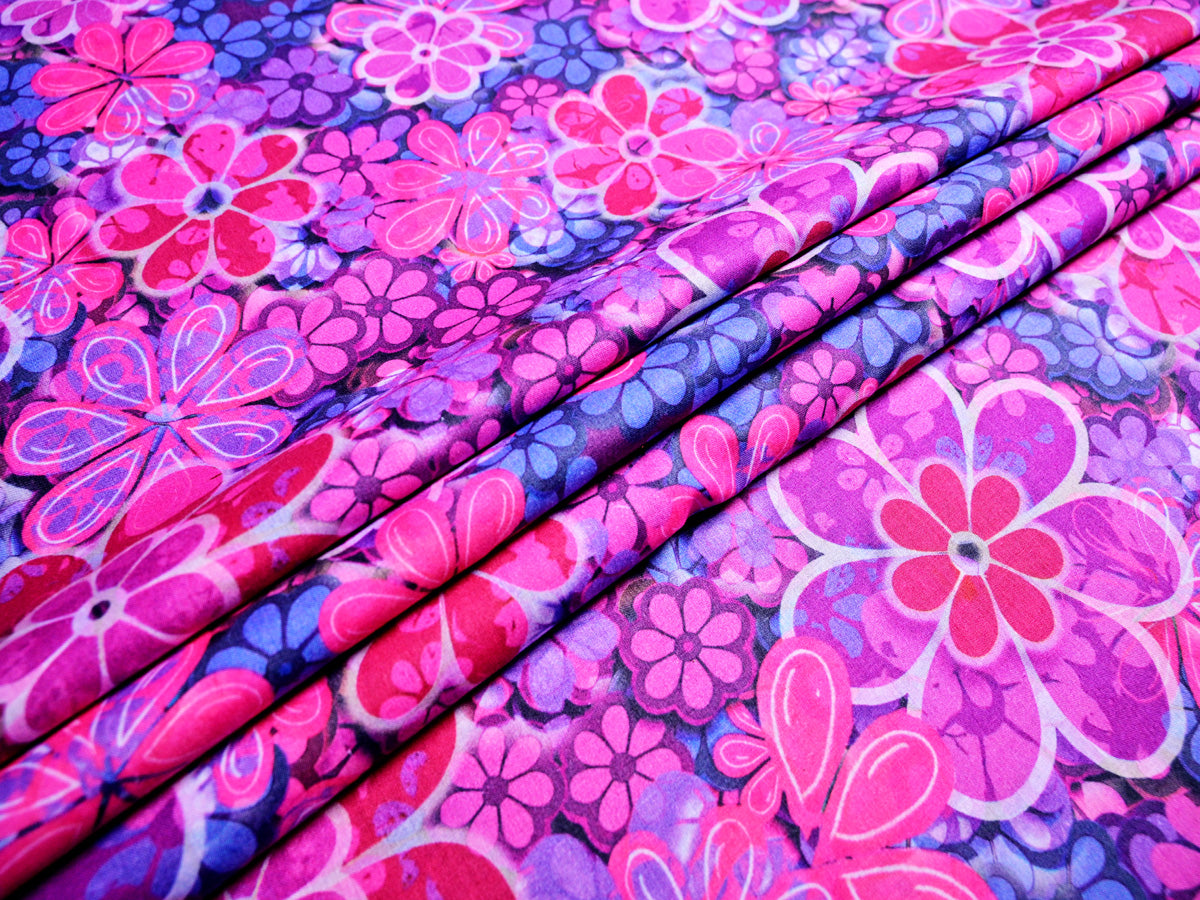 Pink cotton fabric prints