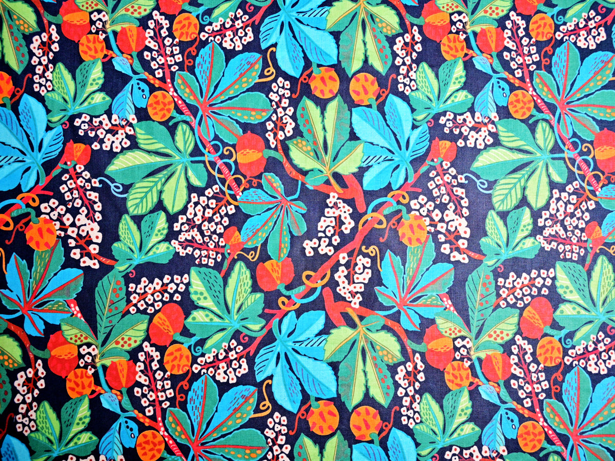 Colourful leaves cotton fabric