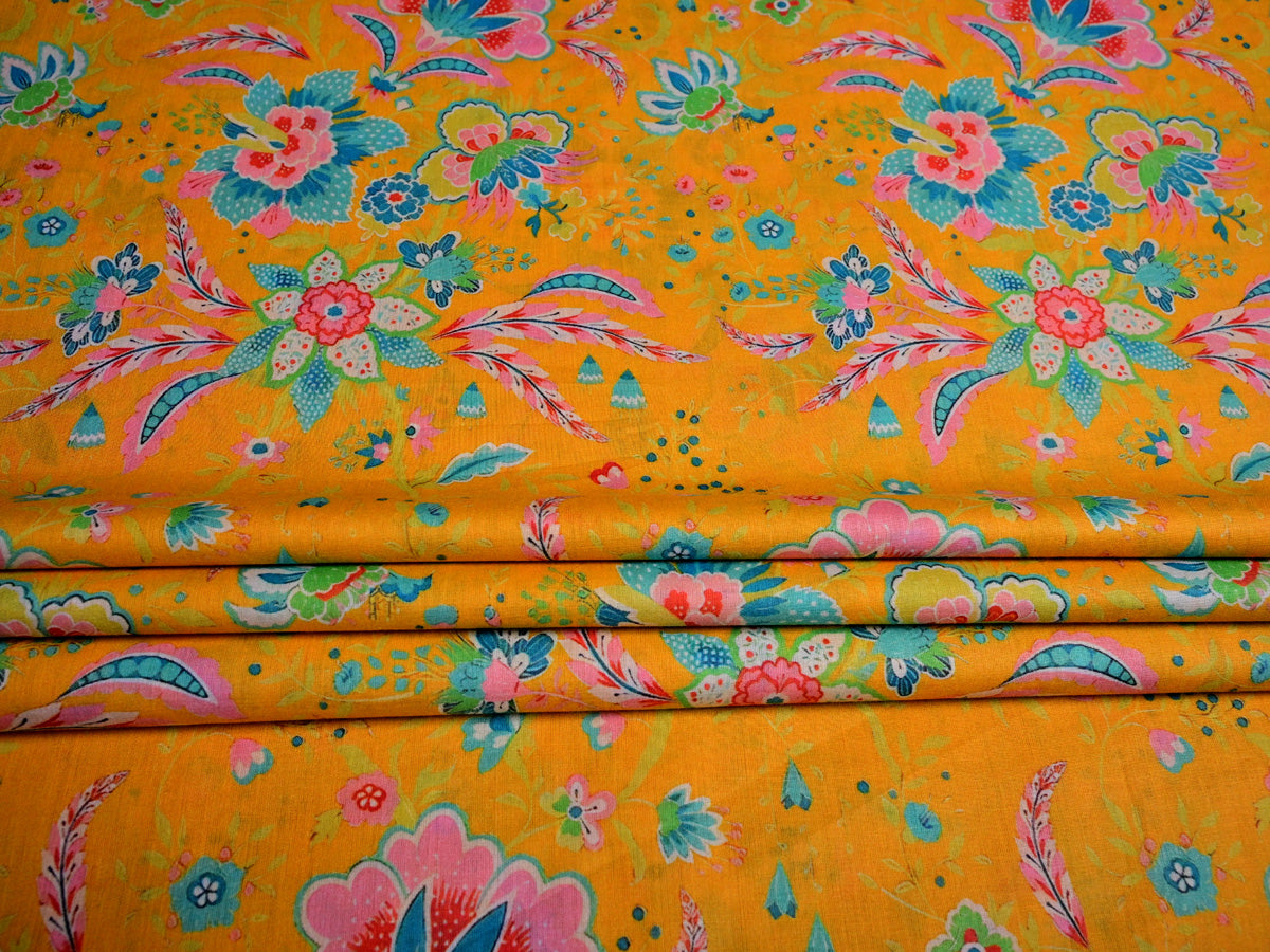 Yellow cotton fabric for frocks