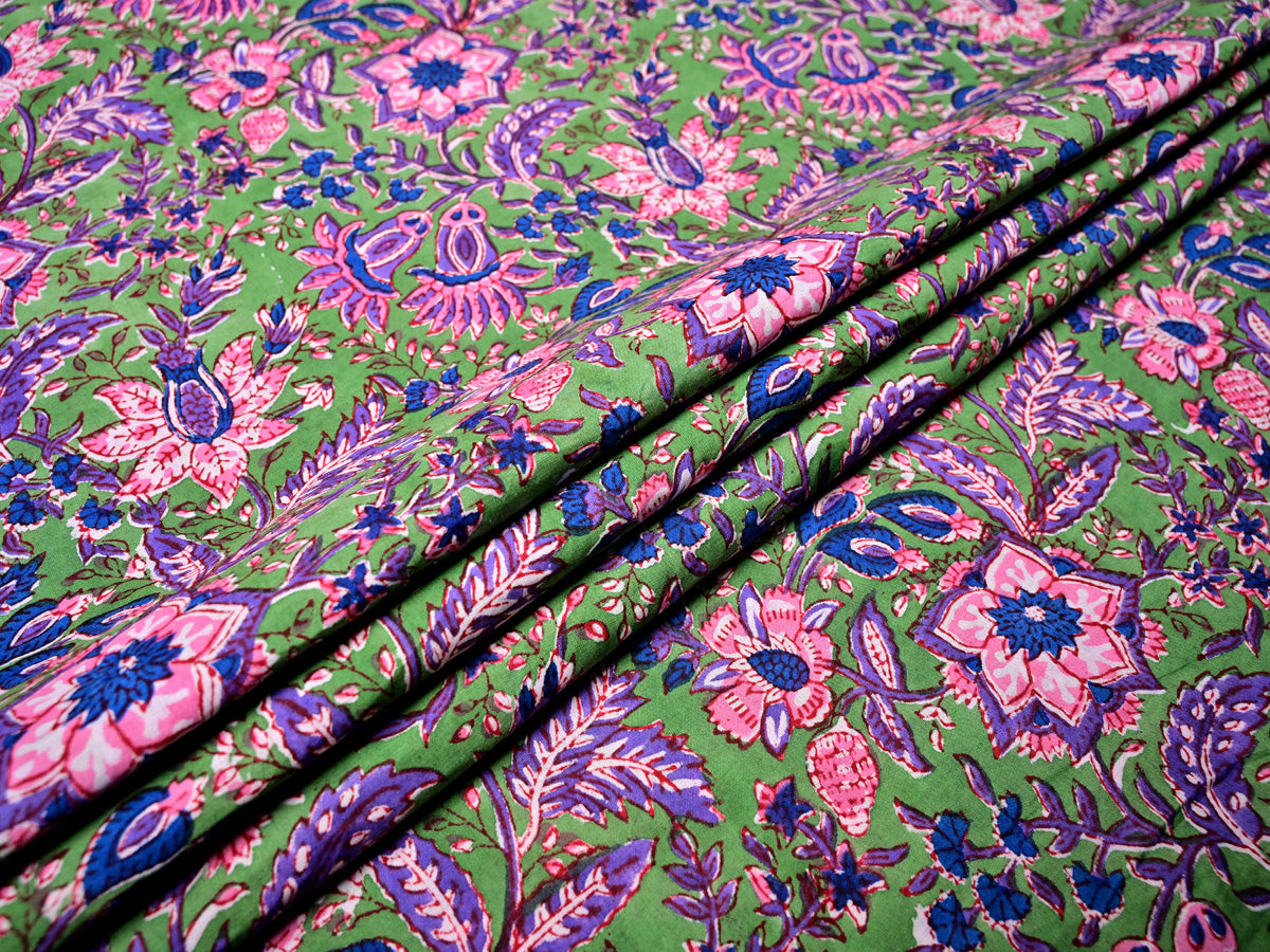 Dark green mulmul cotton fabric
