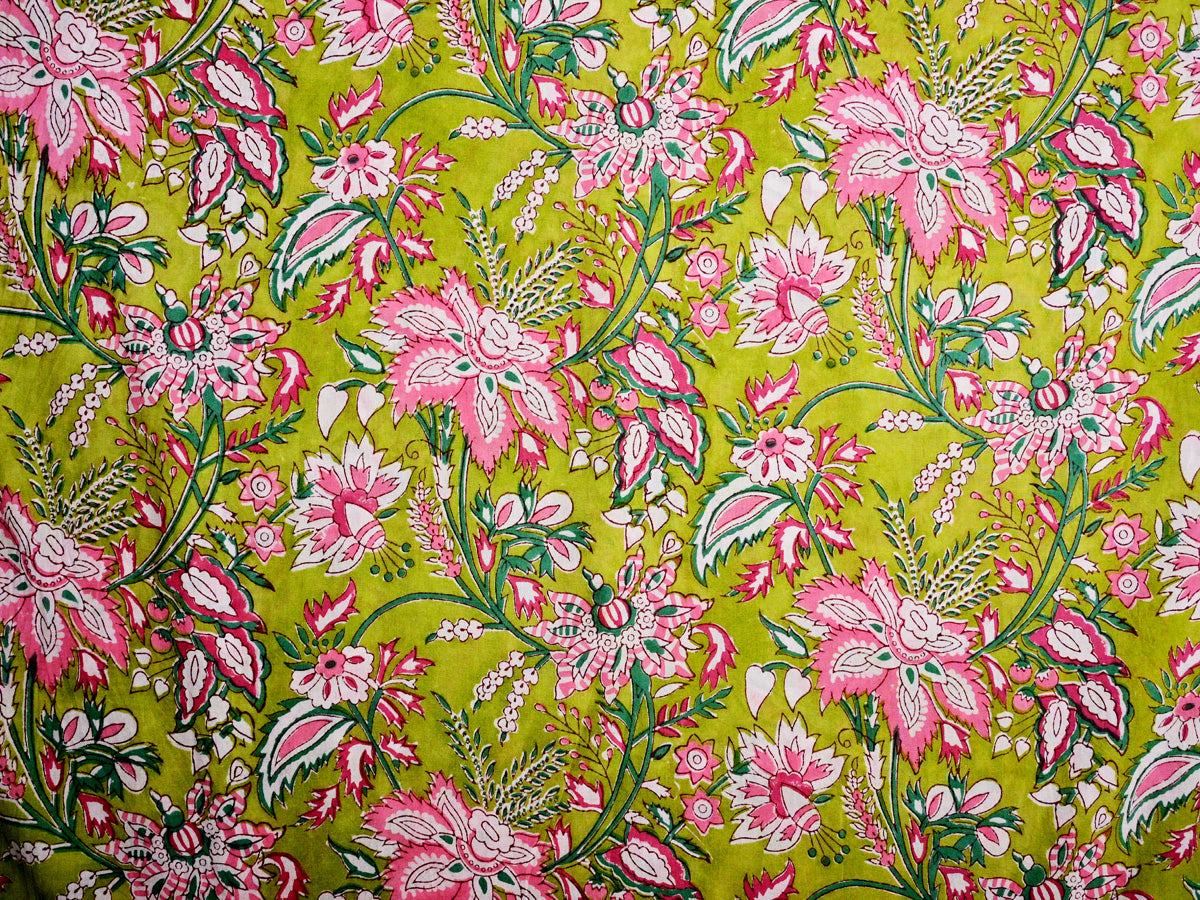 Cotton Hand Block Printed Floral Fabric Online In India
