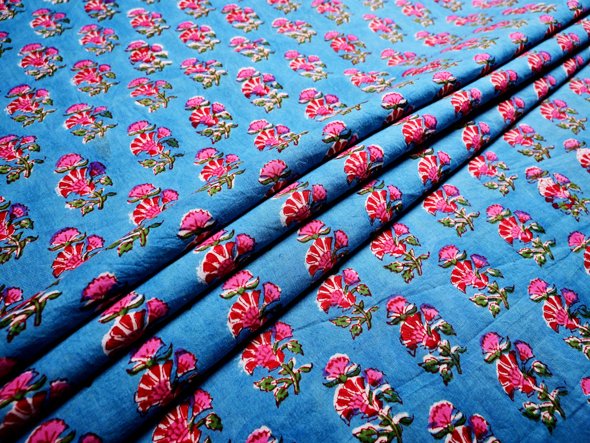 Pure Cotton Fabric with Pink Buti Designs - Ethnic Wear