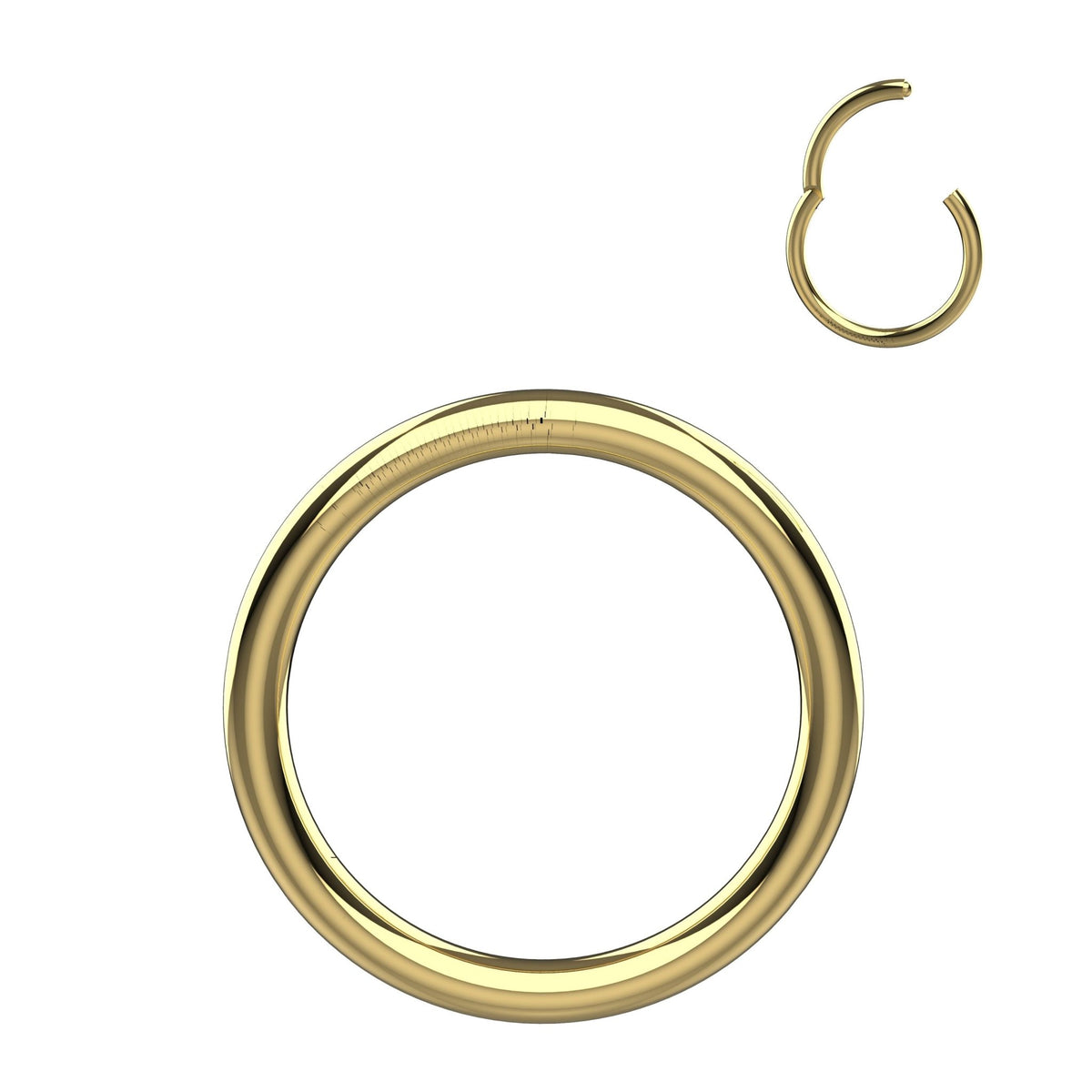 Gold-finish 8mm hoop nose ring in 316L stainless steel