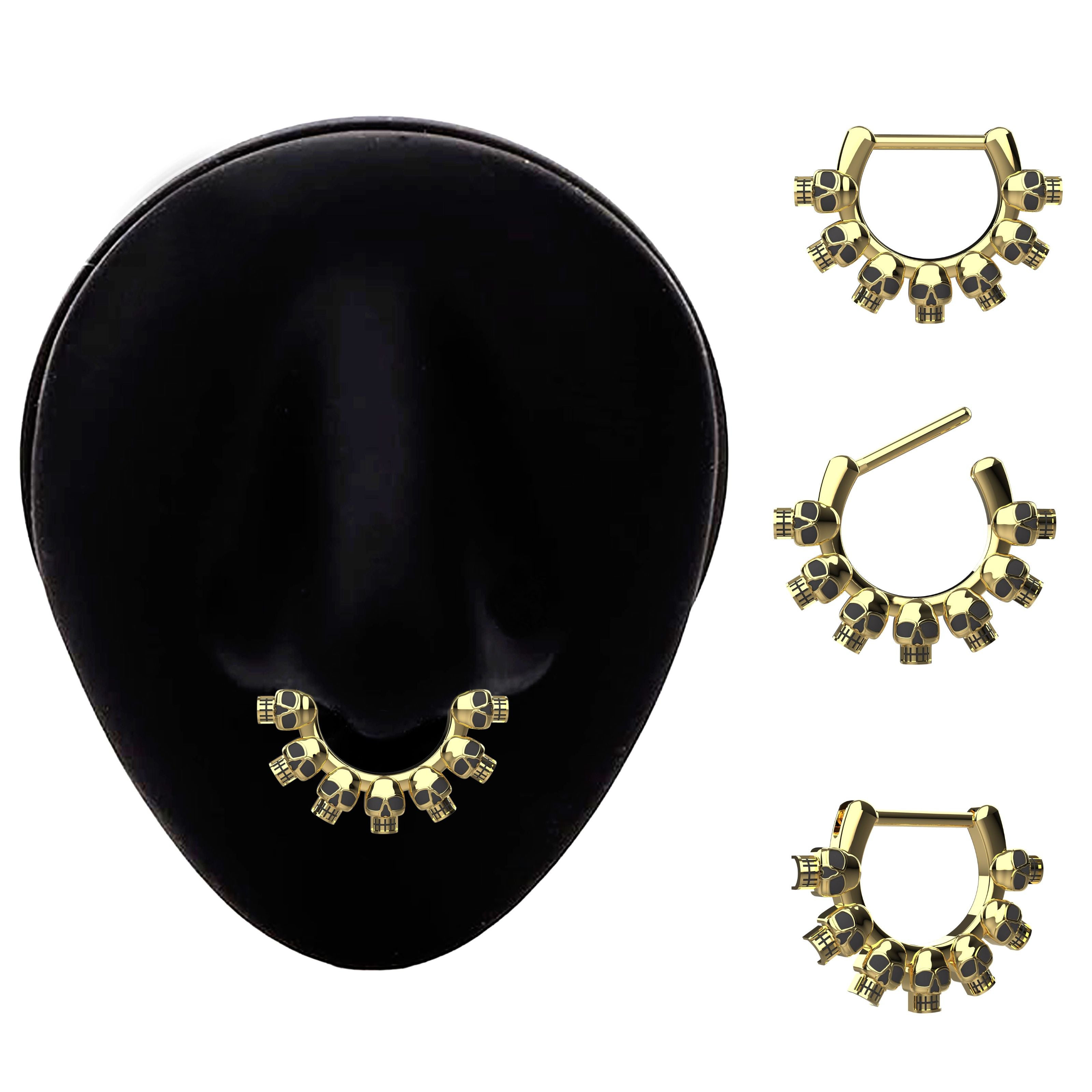 skull design septum ring - gold septum piercing jewellery