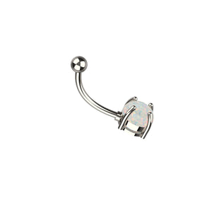 Silver belly ring with clear gemstones
