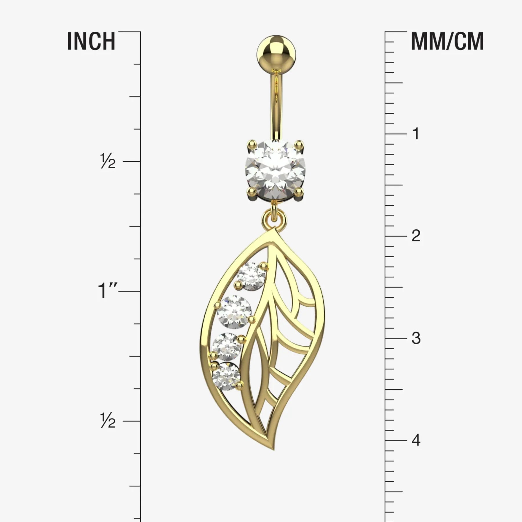 leaf design belly ring - indian belly button ring