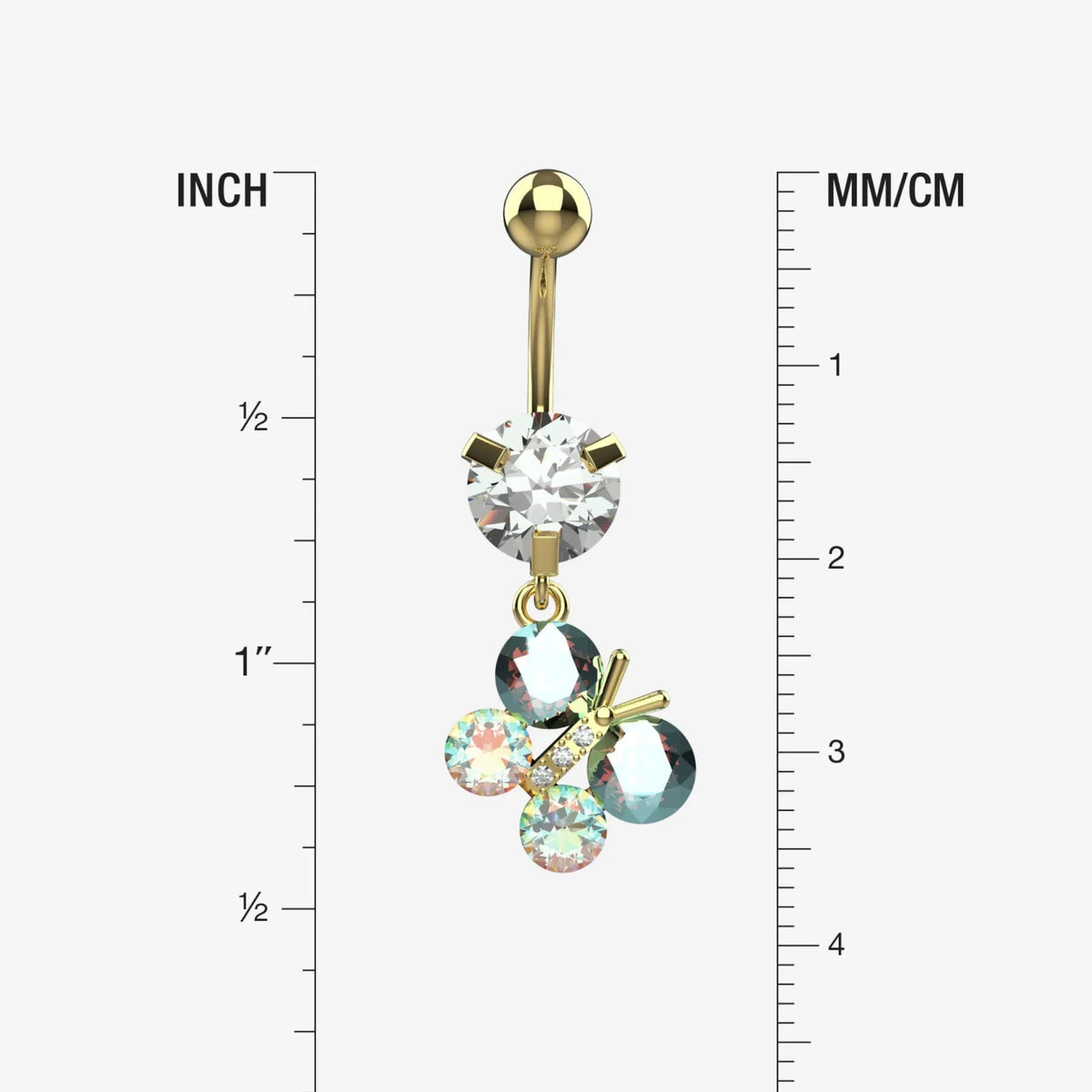 butterfly belly ring piercing - rainbow colored belly button jewellery - IndoLibas